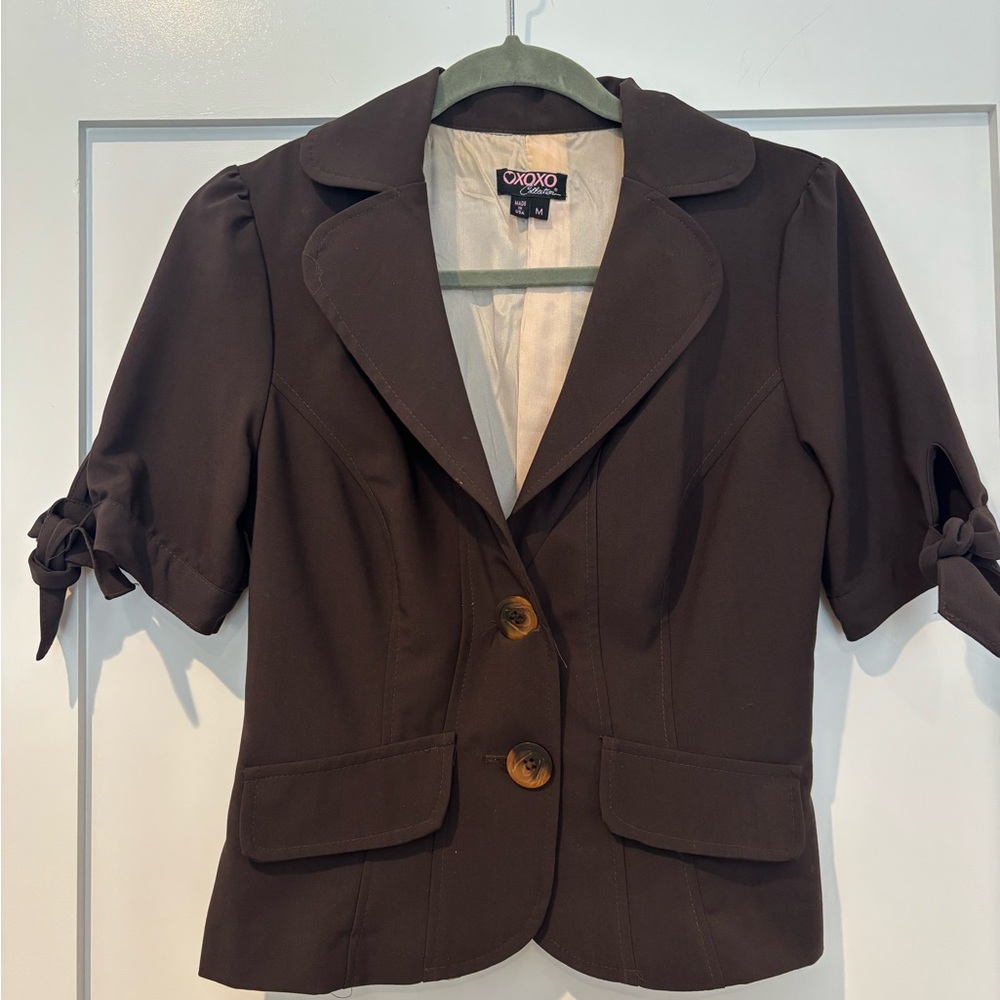 XOXO Chocolate Brown Short Sleeve Blazer